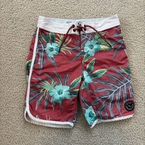 Lost at Sea Men'sTropical Red Swim Shorts Size 26